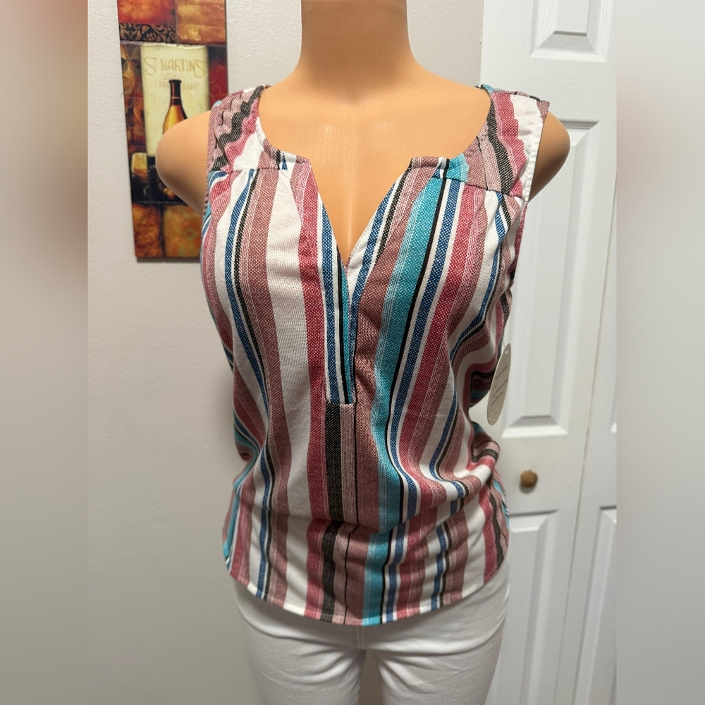 NWT EDEN & OLIVA Striped Sleeveless Top - Multicolor SIZE S
